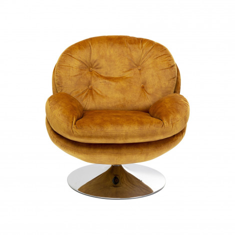 Fauteuil pivotant Cosy velours ocre Kare Design|Fauteuil / Chauffeuse|Kare