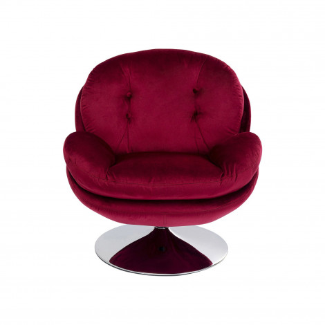 Fauteuil pivotant Cosy velours rouge Kare Design|Fauteuil / Chauffeuse|Kare
