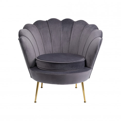 Fauteuil Water Lily velours gris et acier doré Kare Design|Fauteuil / Chauffeuse|Kare