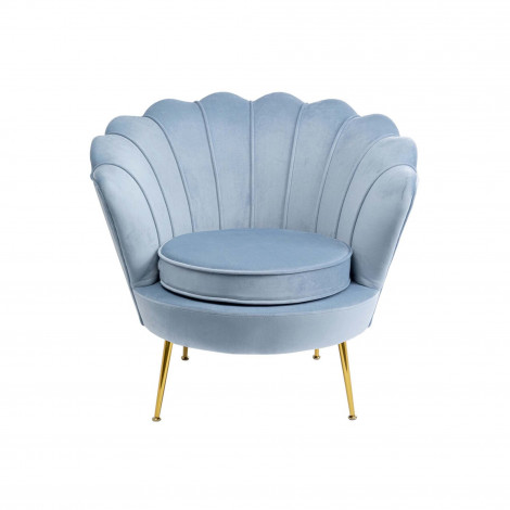 Fauteuil Water Lily velours bleu et acier doré Kare Design|Fauteuil / Chauffeuse|Kare