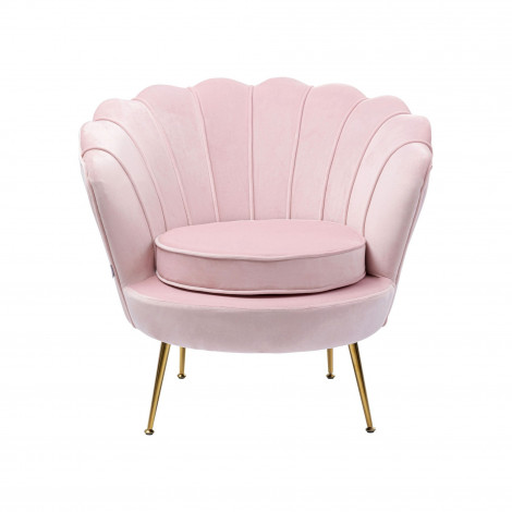 Fauteuil Water Lily velours rose et acier doré Kare Design|Fauteuil / Chauffeuse|Kare