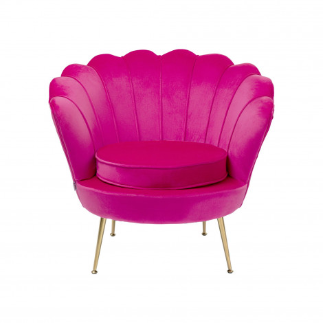 Fauteuil Water Lily velours fuchsia et acier doré Kare Design|Fauteuil / Chauffeuse|Kare