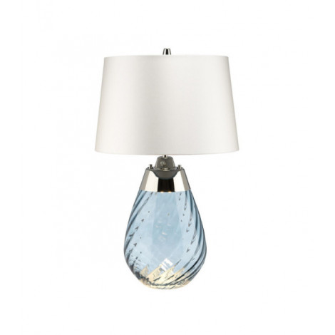 Lampe de table Lena Verre Verre teinté bleu / Abat-jour blanc cassé|Lampes à poser|Luminaire Center