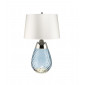 Lampe de table Lena Verre Verre teinté bleu / Abat-jour blanc cassé|Lampes à poser|Luminaire Center