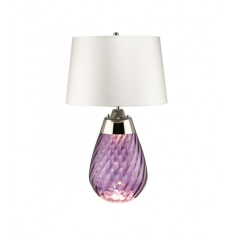 Lampe de table Lena Verre Verre teinté prune / Abat-jour blanc cassé|Lampes à poser|Luminaire Center