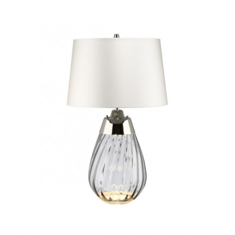 Lampe de table Lena Verre Verre teinté fumé / Abat-jour blanc cassé|Lampes à poser|Luminaire Center