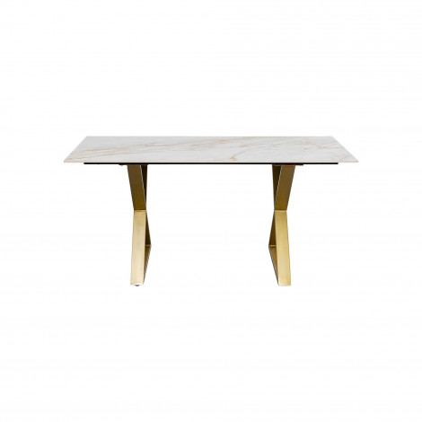 Table Eternity Cross blanche et dorée 160x80cm Kare Design|Table|Kare
