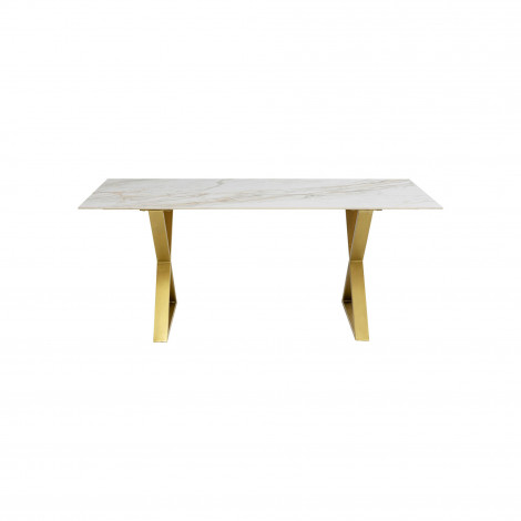Table Eternity Cross blanche et dorée 180x90cm Kare Design|Table|Kare