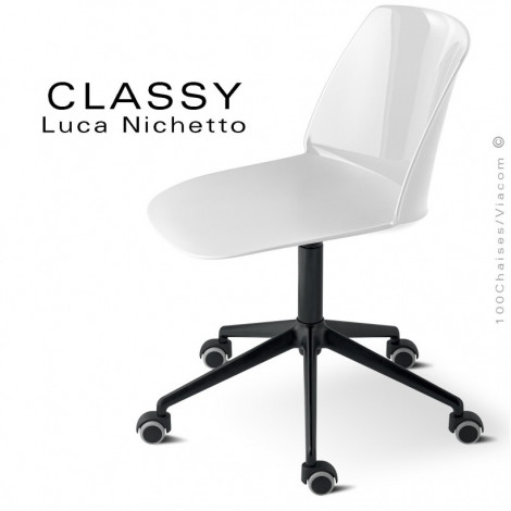 Chaise de bureau design CLASSY, piétement aluminium avec roulettes, assise pivotante coque plastique couleur.|Chaise|100chaises Chaise de bureau design CLASSY, piétement aluminium avec roulettes, assise pivotante coque plastique couleur.|Chaise|100chaises