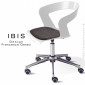 Chaise de bureau IBIS, assise pivotante avec élévation, coque couleur avec coussin, piétement aluminium avec roulettes.|Chaise|100chaises