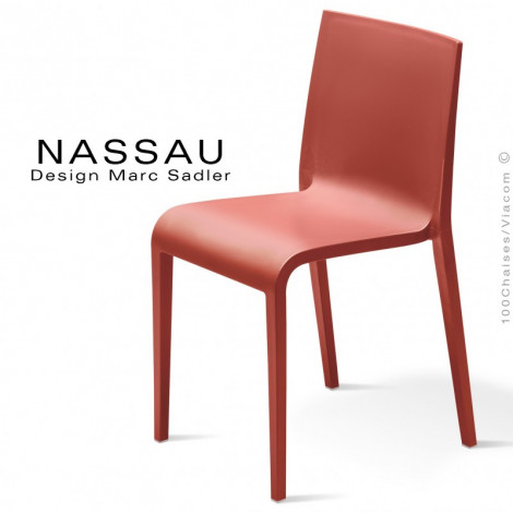 Chaise design NASSAU, pour hôtel, restaurant, jardin, extérieur, structure plastique, 4 pieds monobloc couleur.|Chaise|100chaises