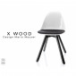 Chaise design coque piétement bois X-WOOD assise avec coussin, piétement vernis gris fer - Lot de 4 chaises|Chaise|100chaises Chaise design coque piétement bois X-WOOD assise avec coussin, piétement vernis gris fer - Lot de 4 chaises|Chaise|100chaises