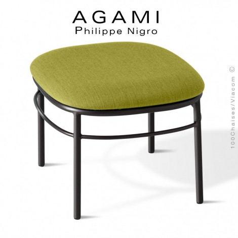 Repose-pieds ou tabouret design AGAMI, assise mousse, habillage tissu tissé, piétement acier peint ou chromé.|Tabouret|100chaises