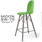 Tabouret de bar MOON-SW75, piétement bois de hêtre massif légèrement conique et vernis, assise multiplis de bois de hêtre peint.|Tabouret|100chaises