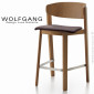 Tabouret design en bois WOLFGANG, pour cuisine et îlot central, vernis noyer, assise habillage tissu|Tabouret|100chaises Tabouret design en bois WOLFGANG, pour cuisine et îlot central, vernis noyer, assise habillage tissu|Tabouret|100chaises