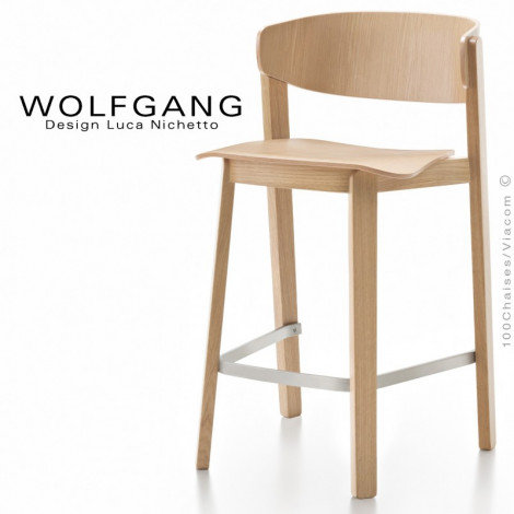 Tabouret design WOLFGANG, pour cuisine et îlot central, structure et assise chêne, vernis|Tabouret|100chaises Tabouret design WOLFGANG, pour cuisine et îlot central, structure et assise chêne, vernis|Tabouret|100chaises