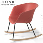 Fauteuil à bascule rocking chair DUNK, assise plastique couleur, piétement acier peint et bois massif de hêtre, finition vernis.|Fauteuil / Chauffeuse|100chaises
