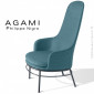 Bergère ou fauteuil design lounge AGAMI, assise dossier et accoudoirs habillage tissu tissé, piétement acier peint ou chromé.|Fauteuil / Chauffeuse|100chaises