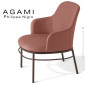 Fauteuil design lounge AGAMI, assise dossier et accoudoirs habillage tissu tissé, piétement acier peint ou chromé.|Fauteuil / Chauffeuse|100chaises