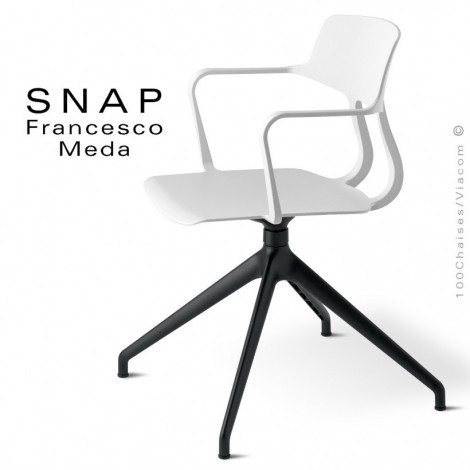 Fauteuil de bureau design SNAP, piétement aluminium noir ou brillant, assise pivotante coque plastique couleur avec accoudoirs.|Fauteuil / Chauffeuse|100chaises Fauteuil de bureau design SNAP, piétement aluminium noir ou brillant, assise pivotante coque plastique couleur avec accoudoirs.|Fauteuil / Chauffeuse|100chaises