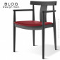 Fauteuil bois BLOG, structure bois de hêtre massif, finition vernis ou peinture, assise garnie cuir couleur.|Fauteuil / Chauffeuse|100chaises