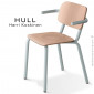 Fauteuil design HULL, structure acier peint, assise dossier multiplis de bois hêtre vernis, pour école, cantine, collectivités.|Fauteuil / Chauffeuse|100chaises