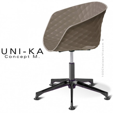 Fauteuil de bureau chic et tendance UNI-KA, assise pivotante coque couleur, piétement colonne centrale 5 branches aluminium.|Fauteuil / Chauffeuse|100chaises