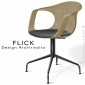 Fauteuil design FLICK, assise pivotante coque couleur avec coussin, piétement colonne centrale, 4 branches.|Fauteuil / Chauffeuse|100chaises