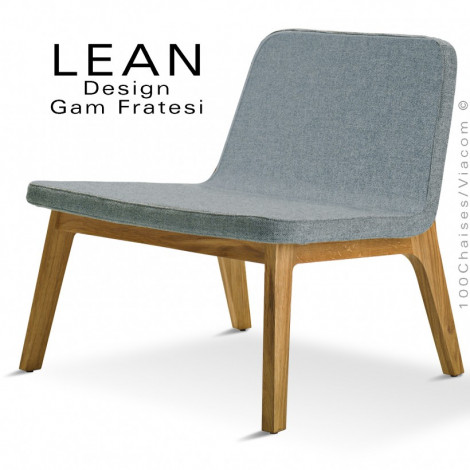 Fauteuil lounge LEAN, pour salle d'attente ou salon, structure chêne massif huilé ou teinté noir, assise tissu avec coussin.|Fauteuil / Chauffeuse|100chaises