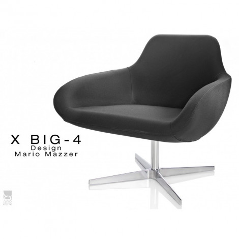 Fauteuil lounge pour salon d'attente standing X BIG-4, piétement central chromé, assise garnie habillage tissu synthétique|Fauteuil / Chauffeuse|100chaises Fauteuil lounge pour salon d'attente standing X BIG-4, piétement central chromé, assise garnie habillage tissu synthétique|Fauteuil / Chauffeuse|100chaises