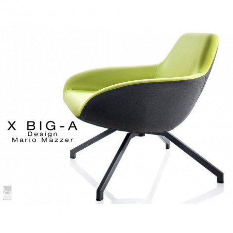 Fauteuil lounge design pour salon d'attente standing X BIG-A, piétement acier, assise garnie de mousse, habillage tissu 2 tons|Fauteuil / Chauffeuse|100chaises Fauteuil lounge design pour salon d'attente standing X BIG-A, piétement acier, assise garnie de mousse, habillage tissu 2 tons|Fauteuil / Chauffeuse|100chaises
