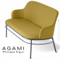 Canapé ou banquette deux places design AGAMI, assise dossier habillage tissu tissé, piétement acier peint ou chromé.|Banquettes / Bancs / Poufs|100chaises