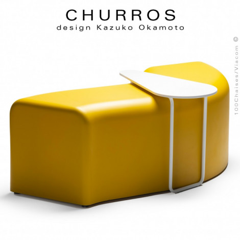 Banquette modulable d'extérieur CHURROS assise plastique souple d'aspect molletonné en PolyPlus de couleur.|Banquettes / Bancs / Poufs|100chaises