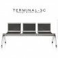 Banc design pour salle d'attente TERMINAL, assise trois places avec coussin d'assise, structure acier peint.|Banquettes / Bancs / Poufs|100chaises
