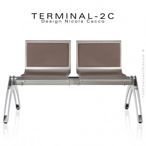 Banc design pour salle d'attente TERMINAL, assise deux places avec coussins d'assise et dossier, structure acier peint.|Banquettes / Bancs / Poufs|100chaises