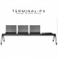 Banc design pour salle d'attente TERMINAL, assise trois places avec tablette porte revue, structure et assise acier peint.|Banquettes / Bancs / Poufs|100chaises
