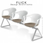 Banc design FLICK ou sièges sur poutre pour salle d'attente, structure acier peint, assise coque plastique couleur avec coussin.|Banquettes / Bancs / Poufs|100chaises