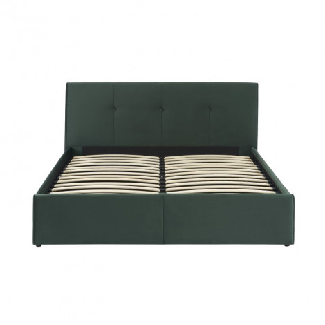 Lit coffre SEGURO velours vert forêt 160x200 sommier inclus|Lit Adulte|Baita Home