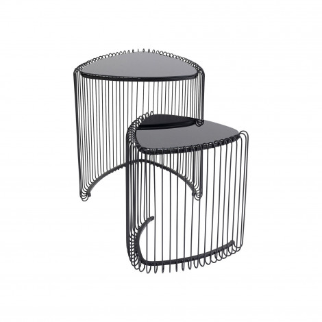 Tables d'appoint triangle Wire noires set de 2 Kare Design|Chevet|Kare