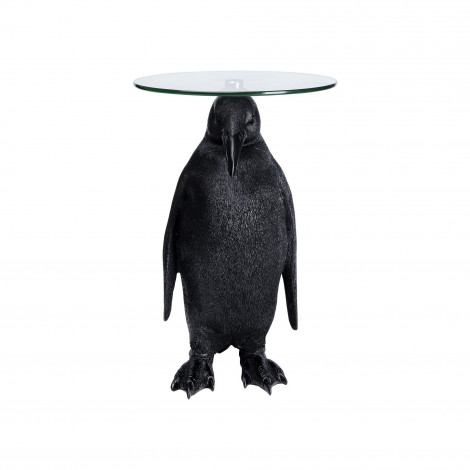 Table d'appoint pingouin noir plateau verre Kare Design|Chevet|Kare