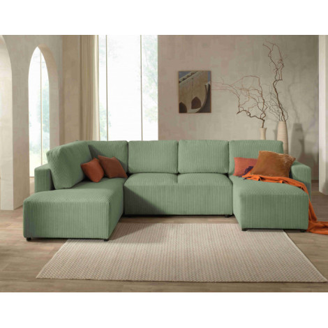 Livy - canapé panoramique convertible - avec coffre - en velours côtelé - 7 places - gauche|Canape|BestMobilier