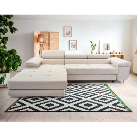Pablo - canapé d'angle gauche - 6 places - convertible avec coffre et têtières réglables - en velours|Canape|BestMobilier
