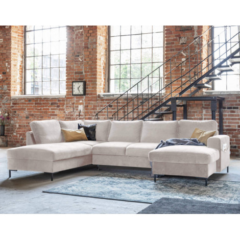 Lilly - Canapé panoramique d'angle gauche - 7 places - convertible avec coffre - en velours|Canape|BestMobilier