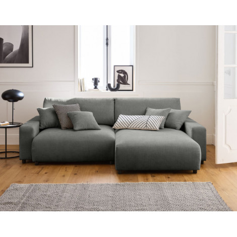Pivoine - canapé d'angle réversible - 4 places - convertible avec coffre - en velours texturé|Canape|BestMobilier
