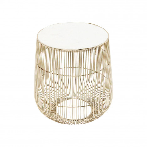 Table d'appoint Beam dorée marbre blanc 32cm Kare Design|Chevet|Kare