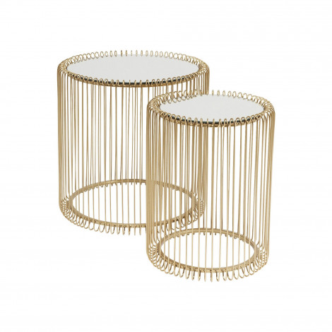 Tables d'appoint rondes Wire laiton set de 2 Kare Design|Chevet|Kare