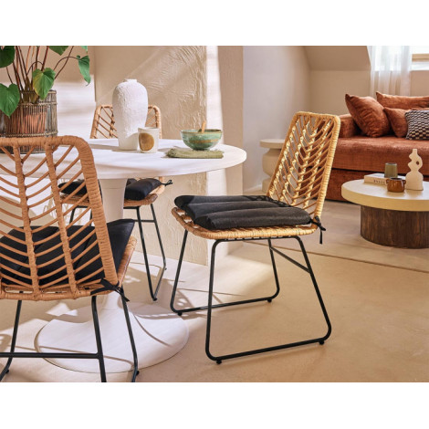 Forenza - lot de 4 chaises - effet rotin - bois et noir|Chaise|BestMobilier