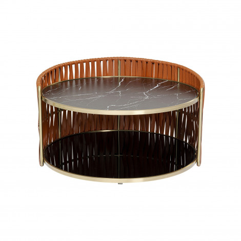 Table basse effet marbre noir double 86cm Kare Design|Table Basse|Kare