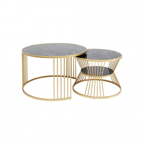 Tables basses Roma set de 2 noires et dorées Kare Design|Table Basse|Kare