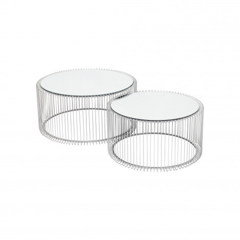 Tables basses rondes Wire set de 2 argentées Kare Design|Table Basse|Kare